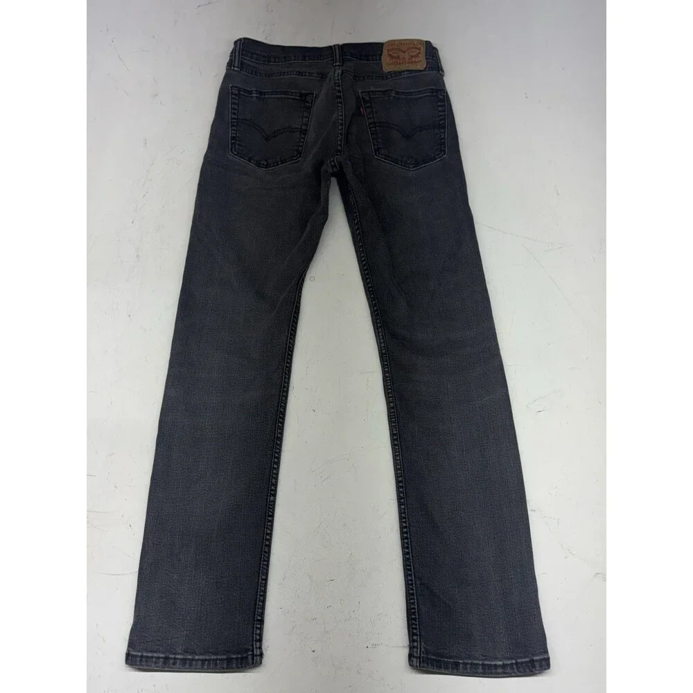 Levi's 513 Slim Straight Fit Jeans Black Denim Stretch Measures Men’s 30x29